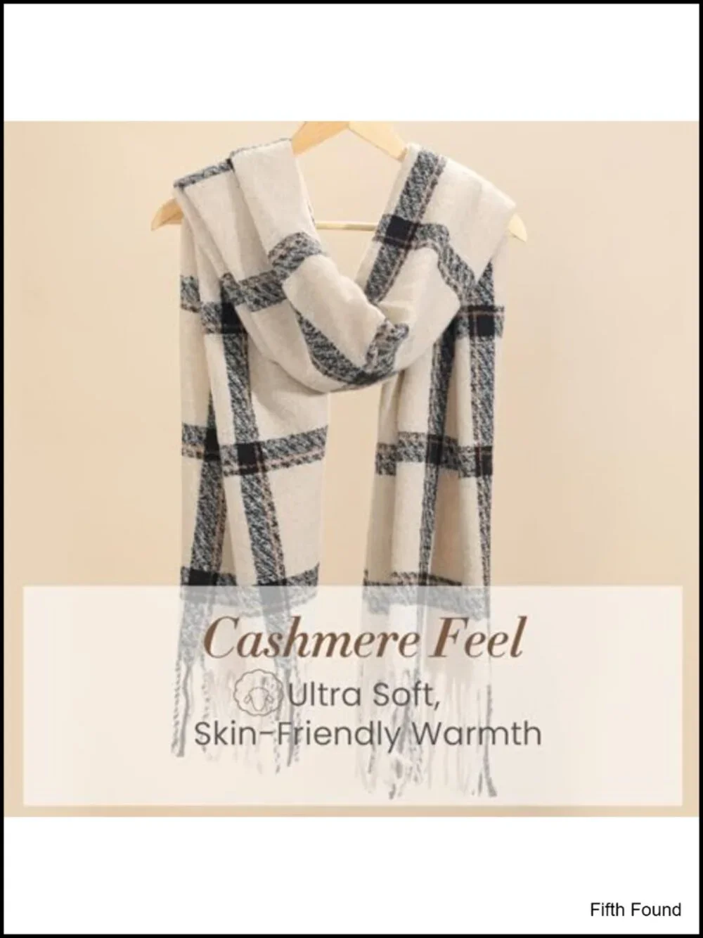 Oversized Plaid Blanket Scarf Shawl Wrap with Tassels